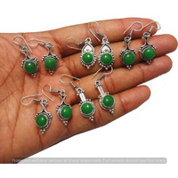 Green Onyx 30 Pair Wholesale Lot 925 Sterling Silver Earring NLE-1635