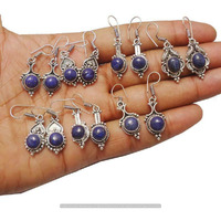 Lapis Lazuli 30 Pair Wholesale Lot 925 Sterling Silver Earring NLE-1631
