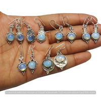 Opalite 30 Pair Wholesale Lot 925 Sterling Silver Earring NLE-1618