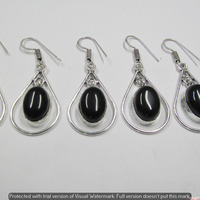 Black Onyx 25 Pair Wholesale Lot 925 Sterling Silver Earring NLE-1457