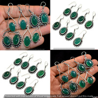 Green Onyx 20 Pair Wholesale Lot 925 Sterling Silver Earring NLE-1264