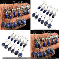 Lapis Lazuli 20 Pair Wholesale Lot 925 Sterling Silver Earring NLE-1247