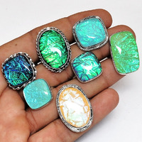 Dichroic Galss 10 PCS Wholesale Lot 925 Sterling Silver Plated Rings Lots