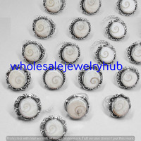 Shiva Eye Shell Gemstone 30pcs Wholesale Lot 925 Sterling Silver Plated Rings