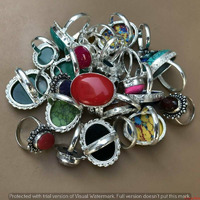 Rainbow Druzy Gemstone 5 pcs Wholesale Lot 925 Silver Plated Rings Lot-06-294