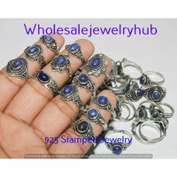 Lapis Lazuli 5 PCS Wholesale Lot 925 Sterling Silver Plated Rings LR-01-244