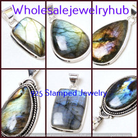 Rainbow Labradorite Stone 10PCS Wholesale Lot 925 Sterling Silver Plated Pendant