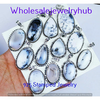 Dendrite Opal 20 pcs Wholesale Lots 925 Sterling Silver Plated Handmade Pendant