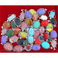 Abalone Shell & Mixed 10 PC Wholesale Lots 925 Silver Plated Pendant Lot-06-344