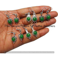 Green Onyx 10 Pair Wholesale Lots 925 Sterling Silver Earrings Lot-07-446