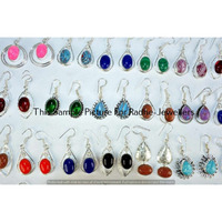 Lapis Lazuli & Mixed 10 Pair Wholesale Lots 925 Silver Earrings Lot-07-410