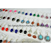 Rose Quartz & Mixed 5 Pair Wholesale Lots 925 Silver Plated Earrings Lot-01-E247