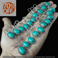 Natural Turquoise 20 pair Wholesale Lots 925 Sterling Silver Plated Earrings