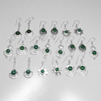 Natural Green Onyx 100 pair Wholesale Lots 925 Sterling Silver Plated Earrings