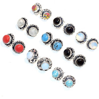 Rainbow Moonstone 100 Pcs Lot 925 Sterling Silver Plated Earring ET-154