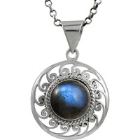 Enjoyable Blue Labradorite Gemstone Silver Jewelry Pendant