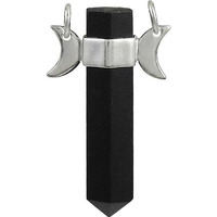 Delightful ! Black Onyx Gemstone Silver Jewelry Pencil Pendant