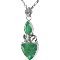 Breath of Love Emerald Gemstone Sterling Silver Pendant Jewelry