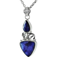 Tempting Blue Sapphire Gemstone Sterling Silver Pendant Jewelry