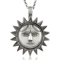 Antique Look 925 Sterling Silver Sun Pendant
