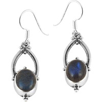 New Faceted!! 925 Silver Labradorite Earrings