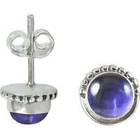 Antique Look Amethyst Gemstone Sterling Silver Stud Earrings Jewelry