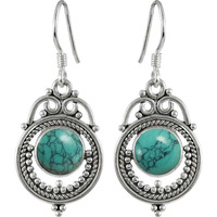 Indian Fashion Turquoise Gemstone Silver Jewelry Earrings