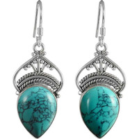 Natural Beauty Turquoise Gemstone Silver Jewelry Earrings