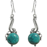Chunky Turquoise Gemstone Silver Jewelry Earrings