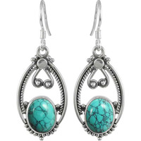 Possessing Turquoise Gemstone Silver Jewelry Earrings