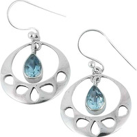 New Faceted!! 925 Silver Blue Topaz Gemstone Earrings