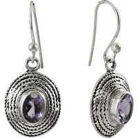 Indian Fashion Amethyst Gemstone Silver Earrings Jewelry