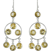 New Design Citrine Gemstone Silver Earrings Jewelry