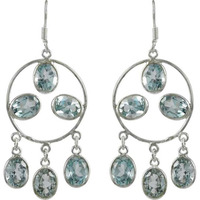 Blue Topaz Gemstone Silver Jewelry Earrings