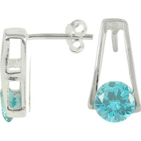 New Fashion Blue CZ Gemstone Sterling Silver Stud Earrings Jewelry