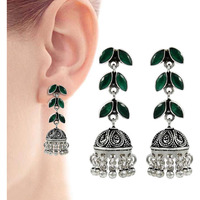 Royal Color !! 925 Sterling Silver Green Onyx Earrings