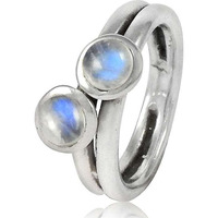 Natural! 925 Sterling Silver Rainbow Moonstone Ring