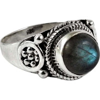 Large Fashion! 925 Sterling Silver Blue Labradorite Ring