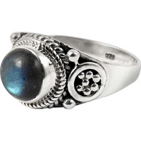 Big Natural! 925 Sterling Silver Blue Labradorite Ring