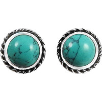 Big Natural !! 925 Sterling Silver Turquoise Stud Earrings