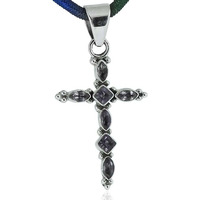 New Style Of 925 Silver Amethyst Cross Pendant