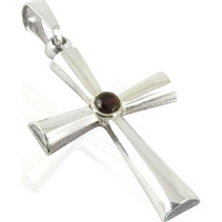 Lady Elegance 925 Silver Garnet Cross Pendant