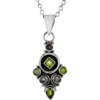 Excellent !! 925 Sterling Silver Amethyst, Peridot Pendant