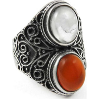 Exclusive!! Rainbow Moonstone, Carnelian 925 Sterling Silver Ring