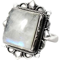 Spectacular Design! Rainbow Moon Stone 925 Sterling Silver Rings