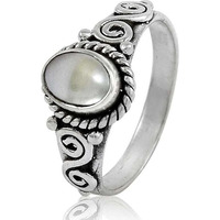 Fine ! 925 Sterling Silver Pearl Ring