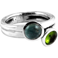 Ostensible!! Aquamarine, Peridot 925 Sterling Silver Ring