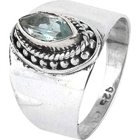 Simple ! Blue Topaz 925 Sterling Silver Ring