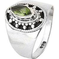 New Faceted ! Peridot 925 Sterling Silver Ring