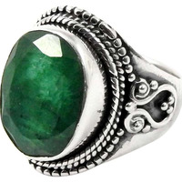 Lovely!! Emerald 925 Sterling Silver Ring